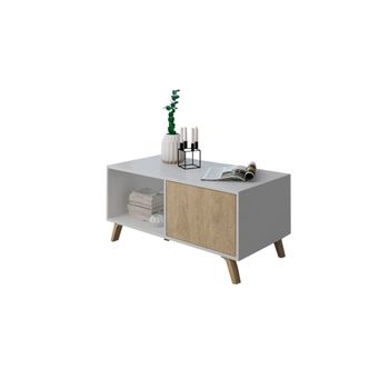 Mesa de centro con almacenamiento 91,5 cm melamina blanco - puccini