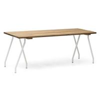 mesa listones exeter eco-line 160x78x75cm blanco en madera maciza gran espesor acabado vintage box furniture