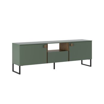 Mueble tv verde/noce crudo 2 puertas 1 cajón 60x179x40