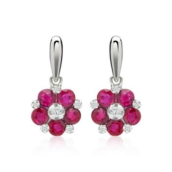 Blossoms diamond ear jewellery rubíes 0.838 ct total