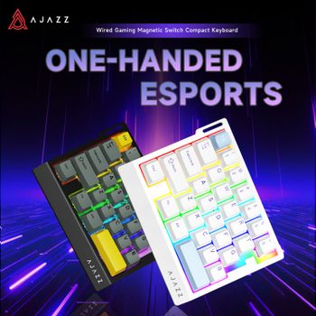 Teclado para Juegos Profesional con Cable AJAZZ AK029, Diseño de 29 Teclas con 20 Efectos de Iluminación RGB, Totalmente Intercambiable en Caliente, Cable Trenzado