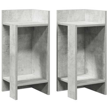 Pack 2 Uds Mesas Auxiliares，mesa De Centro，mesita De Centro Con Estante Gris Hormigón 25,5x27x60 Cm