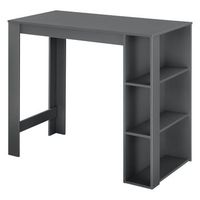 mesa de bar danderyd - mesa de bistro elegante - 120 x 60 x 1055 cm - mesa alta de cocina - con 3 estantes integrados - gris oscuro encasa