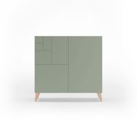 zapatero melamina roble claro puertas verde patas roble cl 87x90x27cm