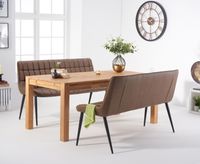 verona 180cm oak table with heidi brown faux leather benches