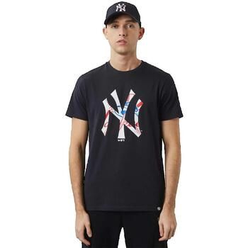 New-Era Camiseta T-shirt New Era MLB Double Logo Bleu Marine para hombre