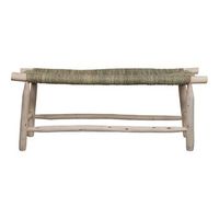 banco de madera y fibra natural bifase 120x45x34
