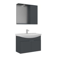 conjunto de mueble con lavabo y espejo 2 piezas  - 80 x 50 x 58 cm - antracita mate