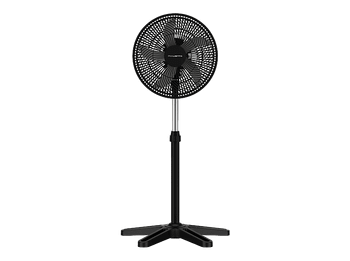 Ventilador de pie - Rowenta Turbo Essencial VU3110, 40W, 3 velocidades, Altura regulable, Silencioso, 5 aspas, Negro