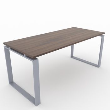 Mesa/escritorio Para Teletrabajo, Oficina Y Hogar. Estructura Cerrada Color Gris Plata. Tablero Color Nogal. Fabricado En España. (140x60cm).