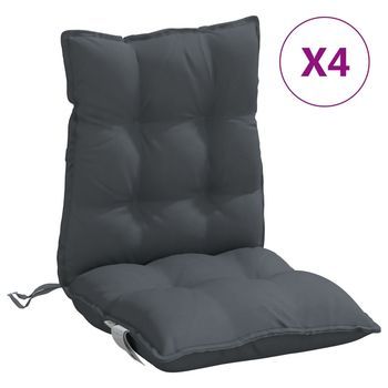 Cojines De Silla Respaldo Bajo 4 Uds Tela Oxford Gris Antracita Vidaxl