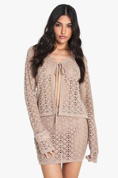 Minifalda De Croché, Beige