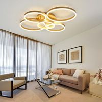 lampara de techo led para sala de estar lampara de salon regulable de 78 w con control remoto lampara de dormitorio dorada de 5 anillos zmh