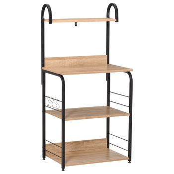 Estante de cocina 60x40x125 cm madera natural