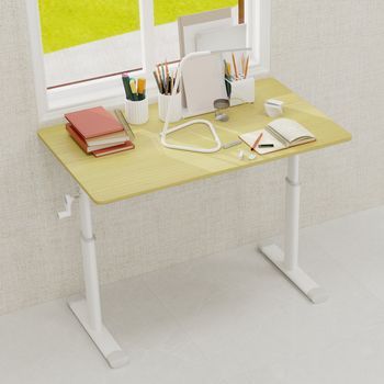 Escritorio Regulable - Mueble Para Estudio - Metal Y Madera - Madera (100x60x90cm)