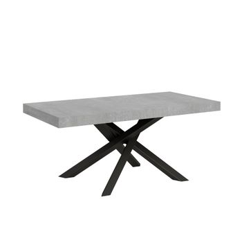 Mesa extensible 90x180/440 cm efecto madera gris cemento, hierro