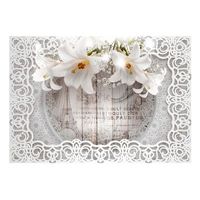 papel pintado 3d - lilies and wooden background 150x105 cm
