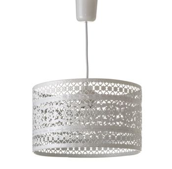 Lámpara techo metal blanco diseño flores 29x18cm