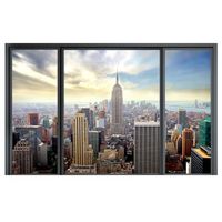 papel pintado 3d - ciudad detras del vidrio 200x140 cm