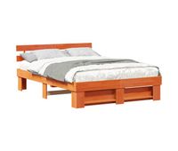 estructura de cama matrimonial estilo con cabecera marron cera 140 x 200 cm