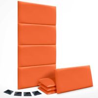 dhome juego de 8 paneles tapizados de polipiel ecologica pack autoadhesivos para pared acusticos absorbentes proteccion naranja 50x30cm x8