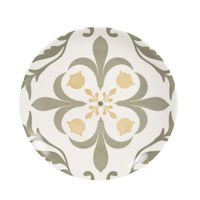 plato de postre de ceramica blanca ocre y verde d 21 cm