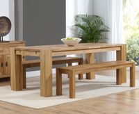 madrid 200cm solid oak dining table with benches