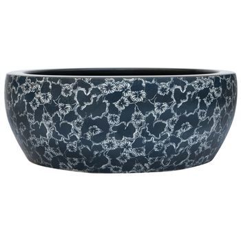 Lavabo Sobre Encimera Redondo Cerámica Negro Y Azul Φ41x14 Cm Vidaxl