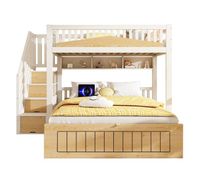 litera infantil madera 90x200140x200 - almacenaje hidraulico escalera usb-c - blanconatural