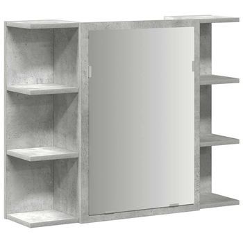 Mueble De Espejo De Baño | Armario De Baño Contrachapada Gris 80x20,5x64 Cm
