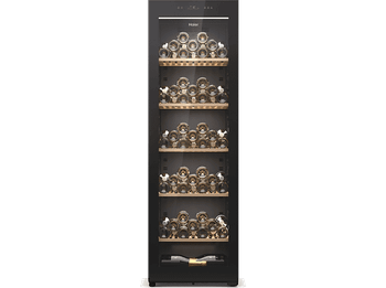 Vinoteca - Haier HWS247GEH1 Wine Bank 60 Series 5, Temperatura 5 20 grados, 247 botellas, Iluminación LED 3D, Wi-Fi , Negro