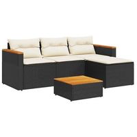 set de sofas de jardin con cojines 3 piezas  mueble de jardin ratan sintetico negro