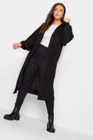 cardigan largo negro con capucha mujer curvy y tallas grandes yours
