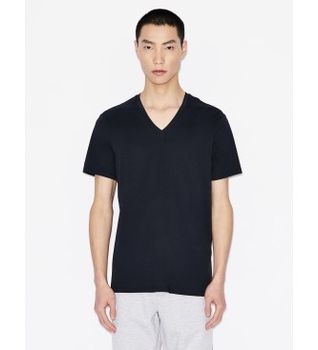A|X Armani Exchange para hombre. 8NZT75ZJA5Z1510 Camiseta Lisa marino (XL), Casual, Algodón, Manga corta