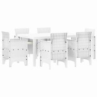 conjunto de comedor de jardin 7 piezas  mueble de jardin blanco ratan polt