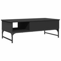 mesa de cafe - mesa de centro de madera ingenieria y metal negro 100x50x35 cm