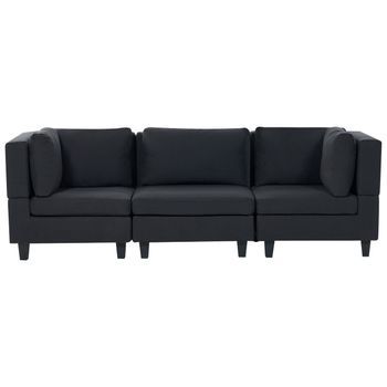 Sofá Modular Moderno 3 Plazas Tapizado Tela Poliéster Respaldo Acolchado Negro Unstad