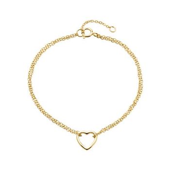 Pulsera de plata 925 chapada en oro corazón
