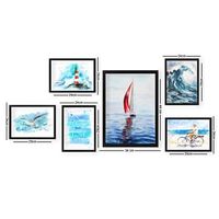 cuadro decorativo enmarcado set016 multicolor 24x29 cm 5 piezas 24x44 cm 1 pieza