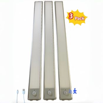 Luz LED con sensor de movimiento, luz nocturna LED inalámbrica, luz recargable para armario, lámpara de armario, retroiluminación de escalera para cocina (3 piezas)