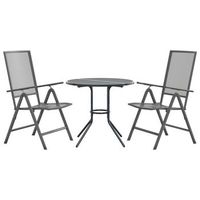 set de pack 3 uds sillas jardin  silla de exterior  sillon reclinables acero antracita