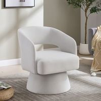 sweiko silla acento giratoria 360 lexicon respaldo abierto asiento espuma suave base metalica giratoria - beige
