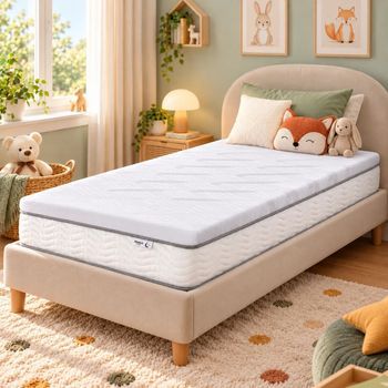 Sobrecolchón PLUME 90x190 cm, 5,3 cm, espuma viscoelástica, funda stretch desenfundable y base antideslizante