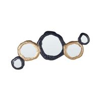 espejo de pared de metal decorativo estilo glamuroso 109 x 44 cm en color negro y dorado charny