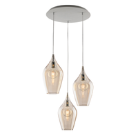 ares lampara de suspension de hierro con cristal pyrex ambar 3 luces 141 o50 bl273-s3-am