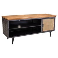 mueble bajo de metalmadera y bambu negro 120x40x565