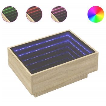 Mesa De Café - Mesa De Centro Y Led Madera Ingeniería Roble Sonoma 70x50x30 Cm