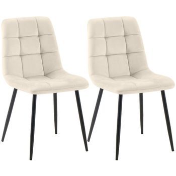 Lote De 2 Sillas De Comedor Tilde Terciopelo Crema 55x45x84 Cm Clp