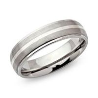 anillo exclusivo de acero inoxidable redondo con incrustacion de plata 6mm