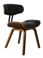 silla de madera de nogal con aspecto de cuero negro